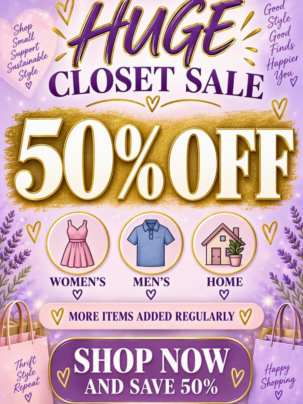 50% OFF - HUGE CLOSET SALE - 50% OFF